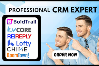 setup  boldtrail, kvcore, lofty, follow up boss, chime, boomtown, websites