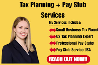 assist with US tax planning and provide professional pay stub services for you