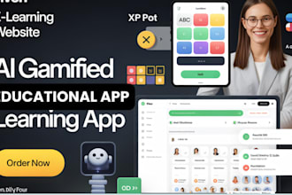 design elearning website ai gamification kids language learning website quiz app
