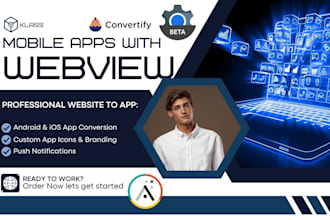 convert business website to android IOS apps on webview, adalo, convertify