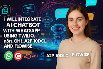 integrate ai chatbot with whatsapp using twilio, n8n, ghl, a2p 10dlc and flowis