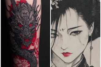 make awesome original japanese tattoo, irezumi tattoo design