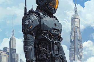 create sci fi character illustration or fantasy sci fi art