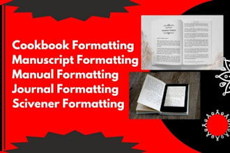 do cookbook, manuscript, manual, journal, scrivener formatting in 24hours