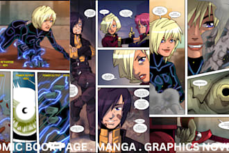 draw graphic novel comic book, comic page, manga, nsfw comic as comic artist