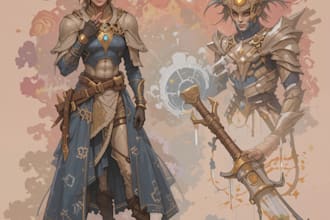 create fantasy character design use d and d, illustration