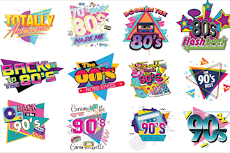 create 80s 90s logo typography