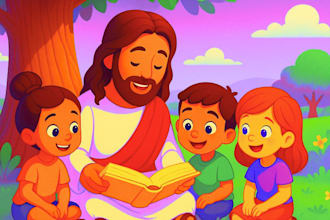 design children and bible story books illustration