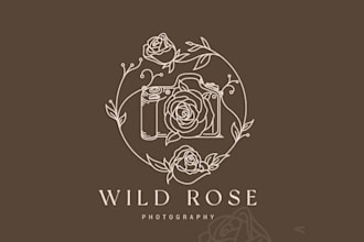 design amazing wild rose and camera logo