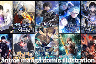 do light novel illustration manwha webtoon book cover, anime manga art,web novel