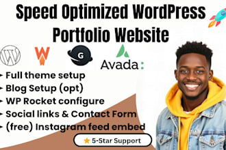 build speed optimized portfolio with avada divi genesis theme wordpress website