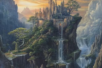 draw fantasy background and landscape