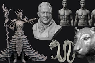 sculpt realistic 3d head bust, custom 3d face, animal bust for 3d printing