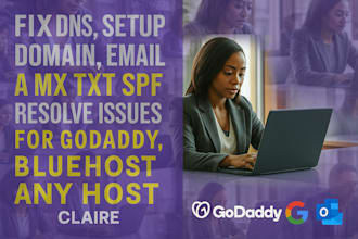 fix dns, setup domain email a mx txt spf resolve issues for godaddy bluehost etc