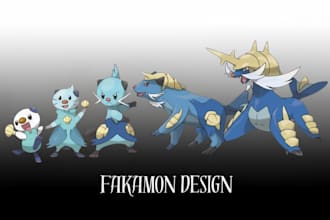 draw original fakemon and pokémon style characters for games and cards