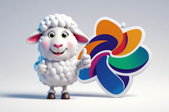 design sheep mascot logo with express delivery