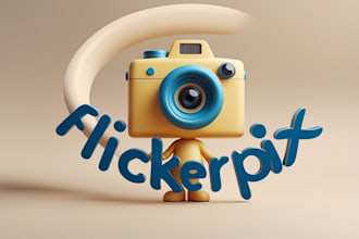 create camera mascot logo with text with any file