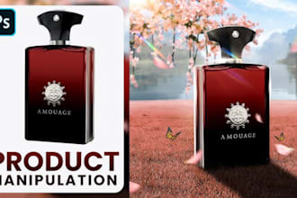 do creative product ad design with advanced image manipulation