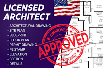 architectural floor plan design texas arizona stamp for city permit approval