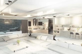 buildup 3d penthouse design, condo apartment interior, vr tour, cgi rendering