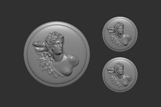 sculpt any 3d coin, relief and bas relief for printing, cnc