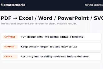 convert PDF to excel, word, powerpoint, or svg