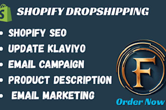 optimize shopify dropshiping store update edit store with SEO and email campaign