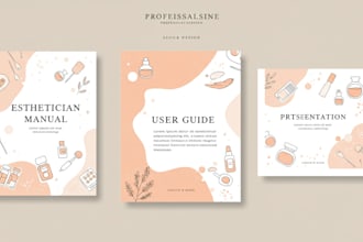 create aesthetician manual, user guide, handbook, canva and PPT presentation