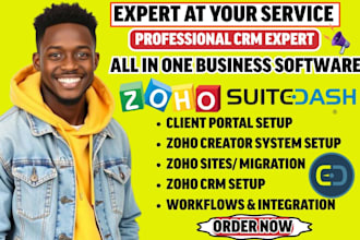zoho, zoho crm campaign creator sites analytics, suitedash portals dashboard crm