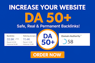 increase da, moz domain authority 50 plus