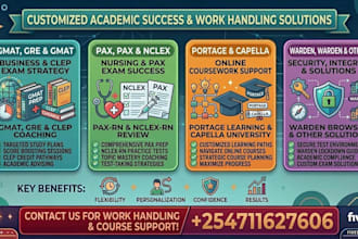 gmat, clep, pax, nclex, portage learning, capella, walden