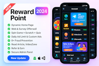 make offerwall game or admob earning app with applovin, unity, dynamic home