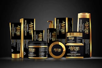 do cosmetic, skincare, luxury hair product label packaging, and logo design