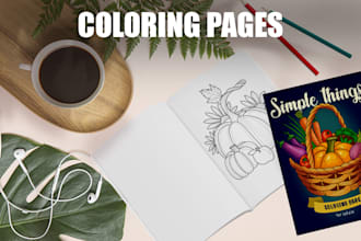 digital hand drawn coloring book page