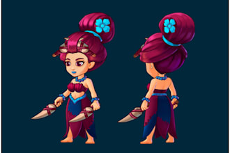 design vibrant 2d game characters and sprite sheets