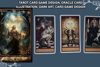 design oracle tarot card, card game design, tcg, art nouveau tarot deck, layout