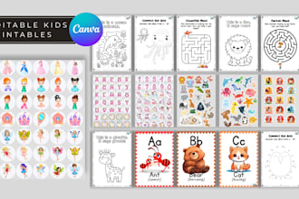 create editable kids printable like alphabet, coloring and activity books