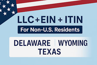 register your USA llc in delaware, wyoming, or texas with ein and itin