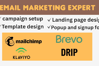 do email campaign, segmentation, landing, squeeze page mailchimp, klaviyo, drip