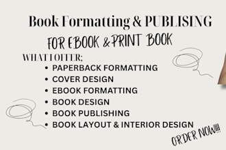 format and publish books for amazon KDP or kindle direct publishing