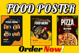 design custom food posters and sports social media posts