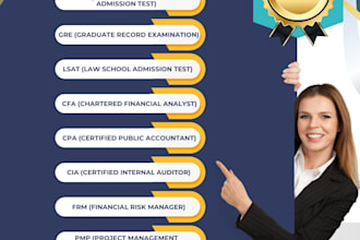 do tutoring in  gmat, gre, lsat, pmp, csm, cfa, and CPA