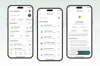 build job finder app, find your perfect job app, job listing app, job portal app