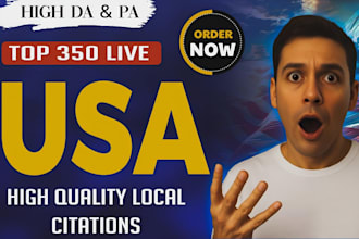 create 350 live USA local citations for local business