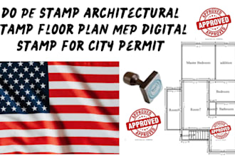 do pe stamp, architectural stamp, floor plan, mep digital stamp for city permit