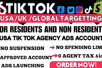 usa tik tok ads agency account tiktok business center for USA non resident