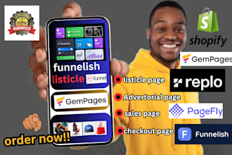 clone shopify advertorial or listicle page by gempages pagefly funnelish sales