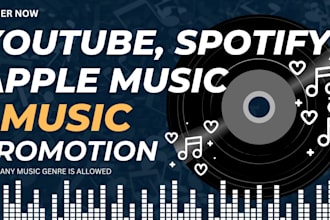 promote your youtube music, spotify music, apple music promotion, viral music