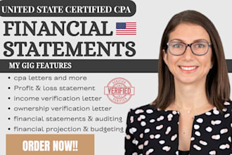 create and sign CPA certified financial statement, US CPA audit comfort letter