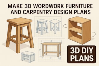 make 3d DIY woodwork furniture and carpentry design plans